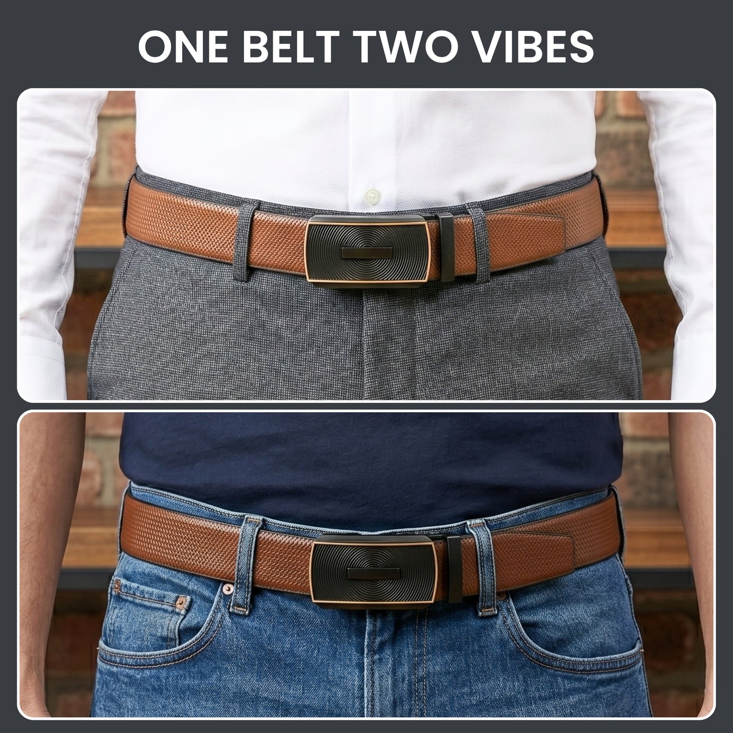 Mens Genuine Leather Belt | 2 in 1 Reversible (Brown & Black) (1 Pc.) - SIGNORA