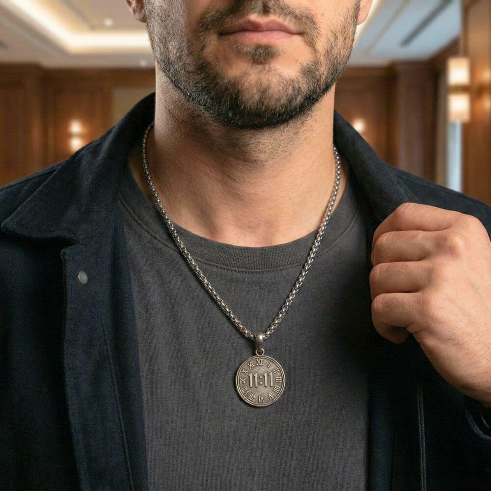 11:11 MANIFESTATION CIRCLE - 30mm Titanium Steel Pendant with 24inch Round Box 5mm Chain for Men & Boys — SS Pendant/ Necklace for Men | THE MEN THING