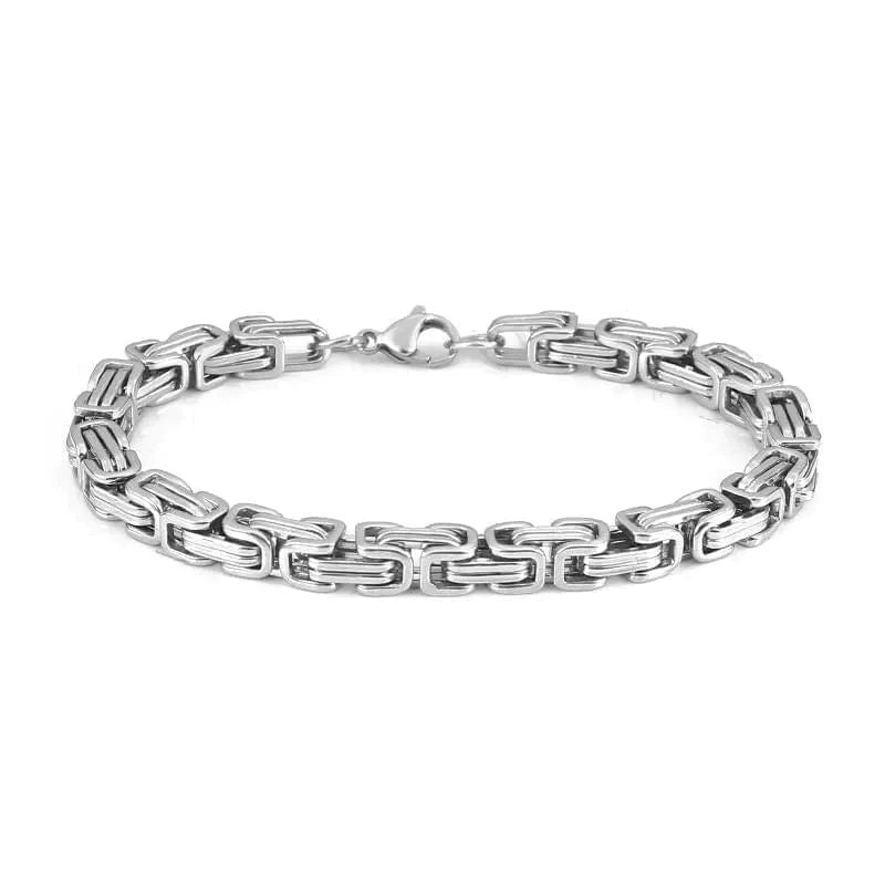 THE MEN THING 4mm Byzantine Pure Stainless Steel American trending Style, Masculine Bracelet 7 inch with Lobster Claw Buckle for Men & Boys