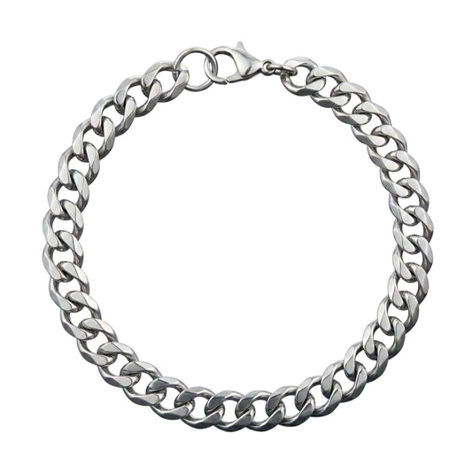 VELOC CURB - 8mm Titanium Steel Bracelet with Lobster Clasp for Men & Boy 8 inch