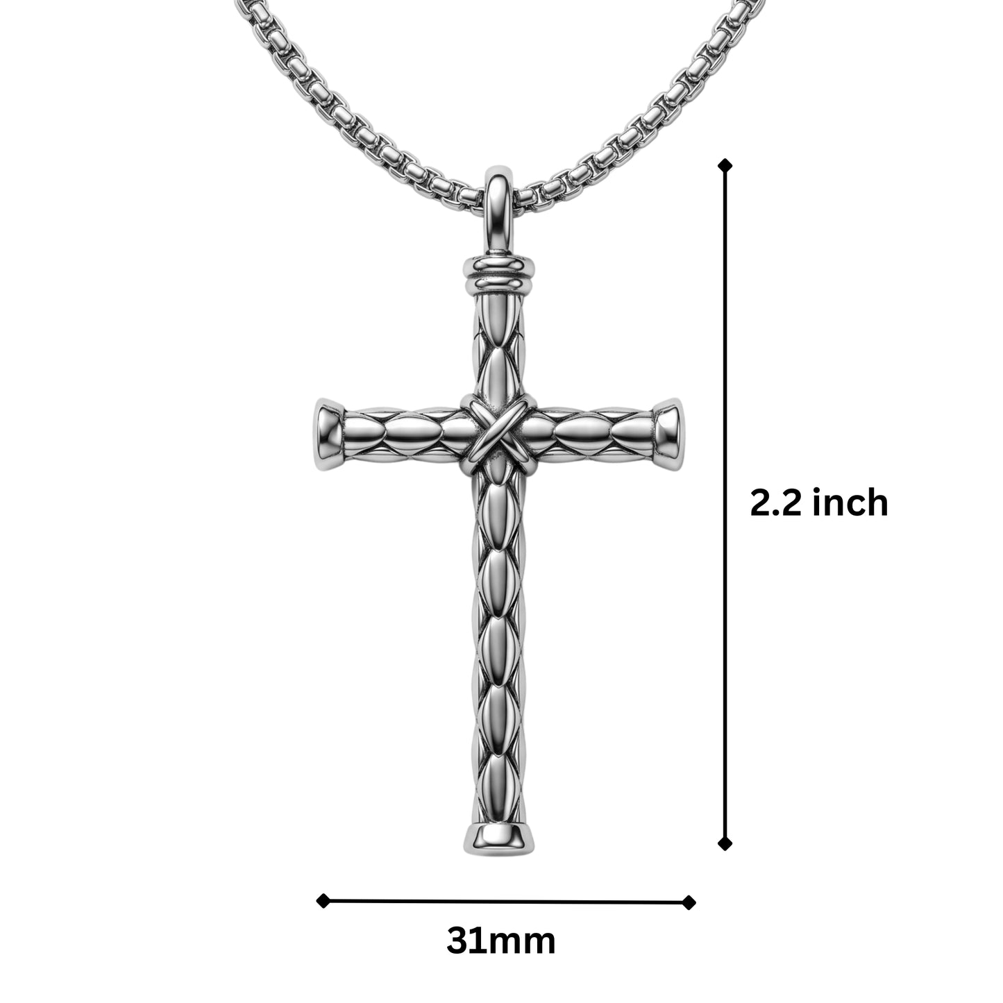 HOLY ARMOR - 31mm Titanium Steel Pendant with 23inch Round Box 4mm Chain for Men & Boys