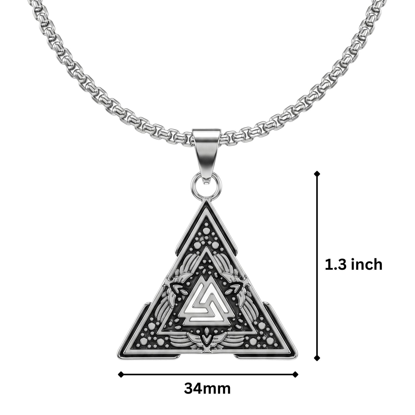 VIKING SEAL - 34mm Titanium Steel Pendant with 23inch Round Box 4mm Chain for Men & Boys