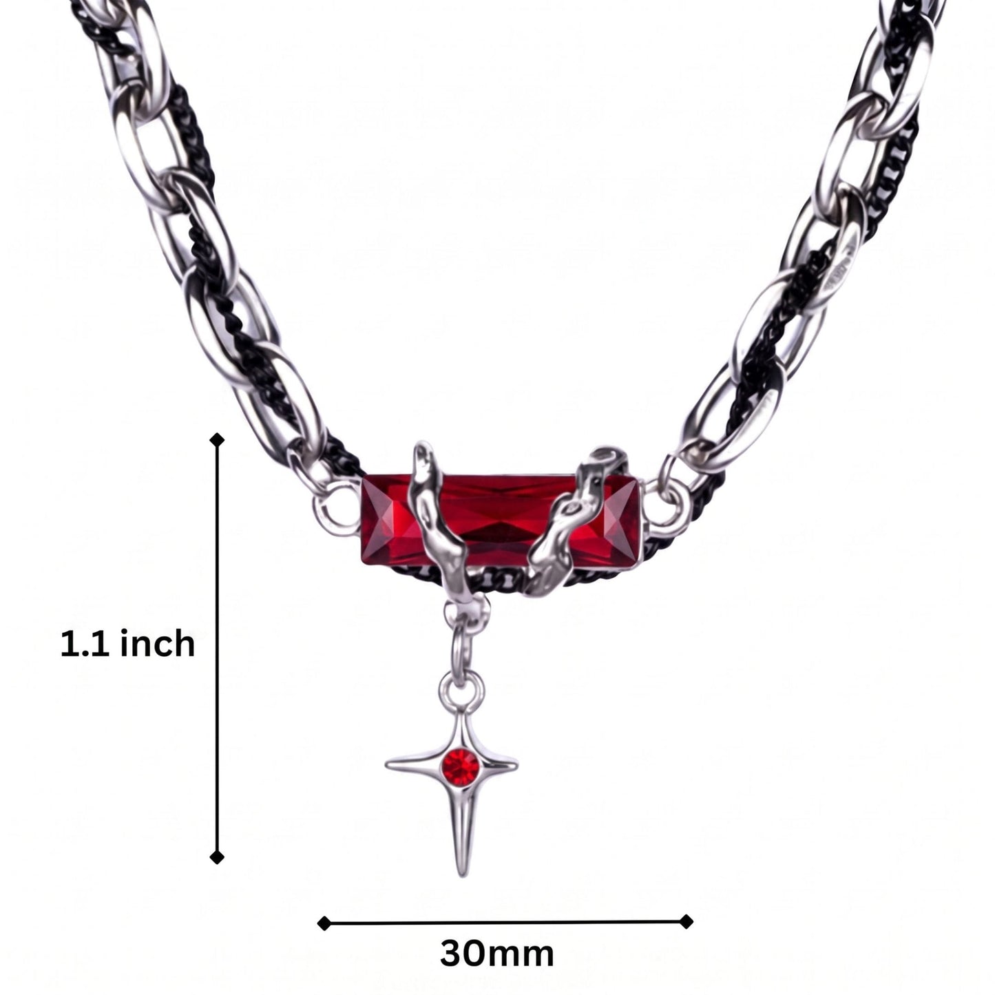 OBSIDIAN RED CROSS - 30mm Titanium Steel Pendant with 20 to 22inch Adjustable Cable 7mm Chain for Men & Boys