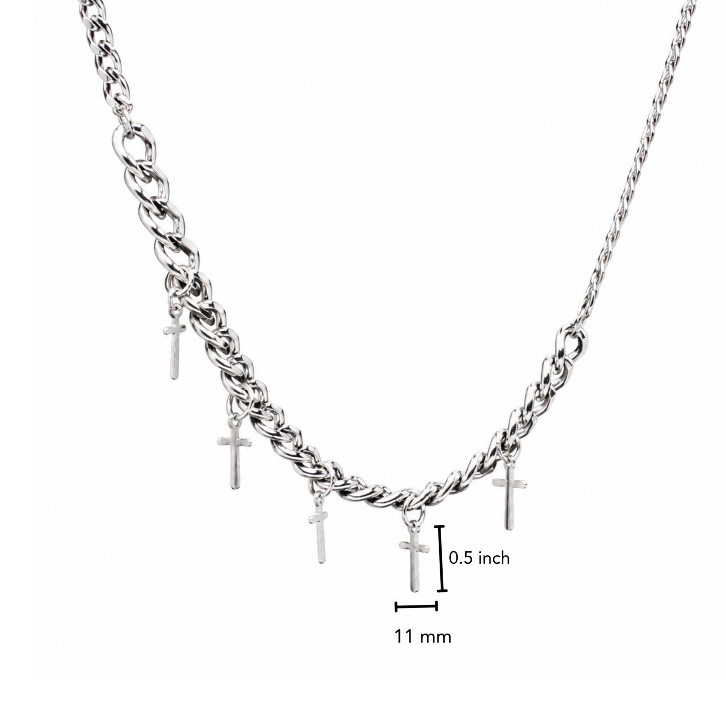 MULTI CROSS LINK - 11mm Titanium Steel Pendant with 7mm Chain for Men & Boys - 24 inch