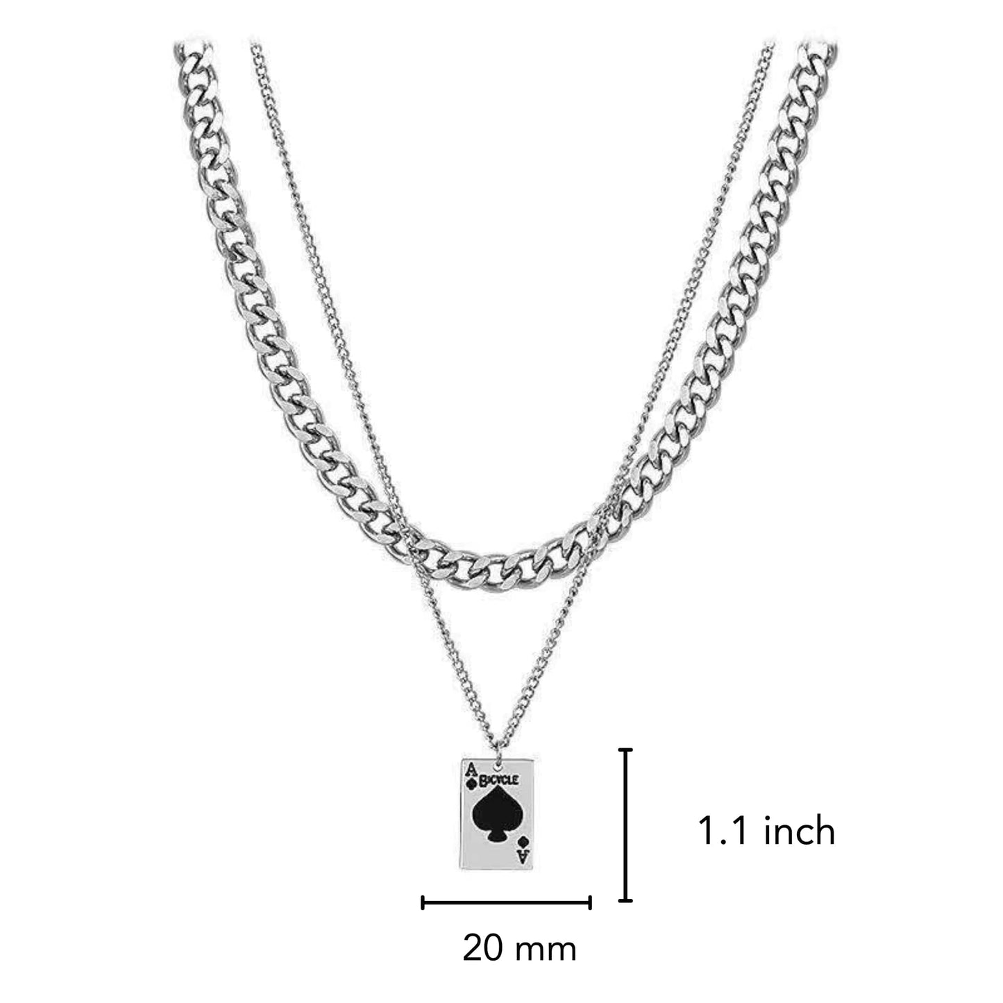 ACE STACK - 20mm Titanium Steel Pendant with 19 to 21inch Adjustable Cable Chain for Men & Boys — SS Pendant/ Necklace for Men | THE MEN THING