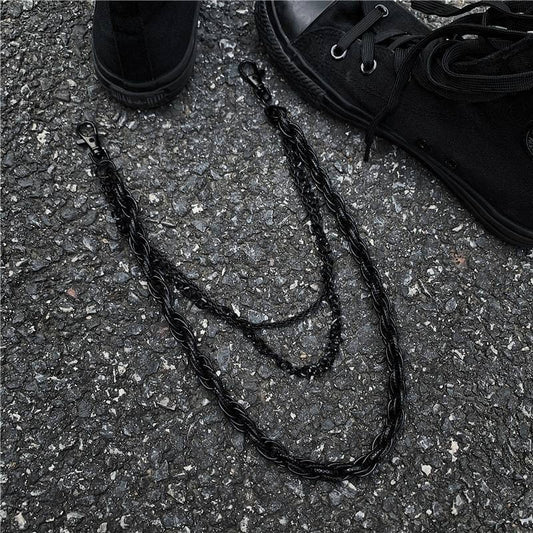 AEGIS CHAIN BLACK - 3pcs Alloy Multi-Layer Long Biker Chain For Jeans with Lobster Clasps for Men & Boys - 36 inch - THE MEN THING