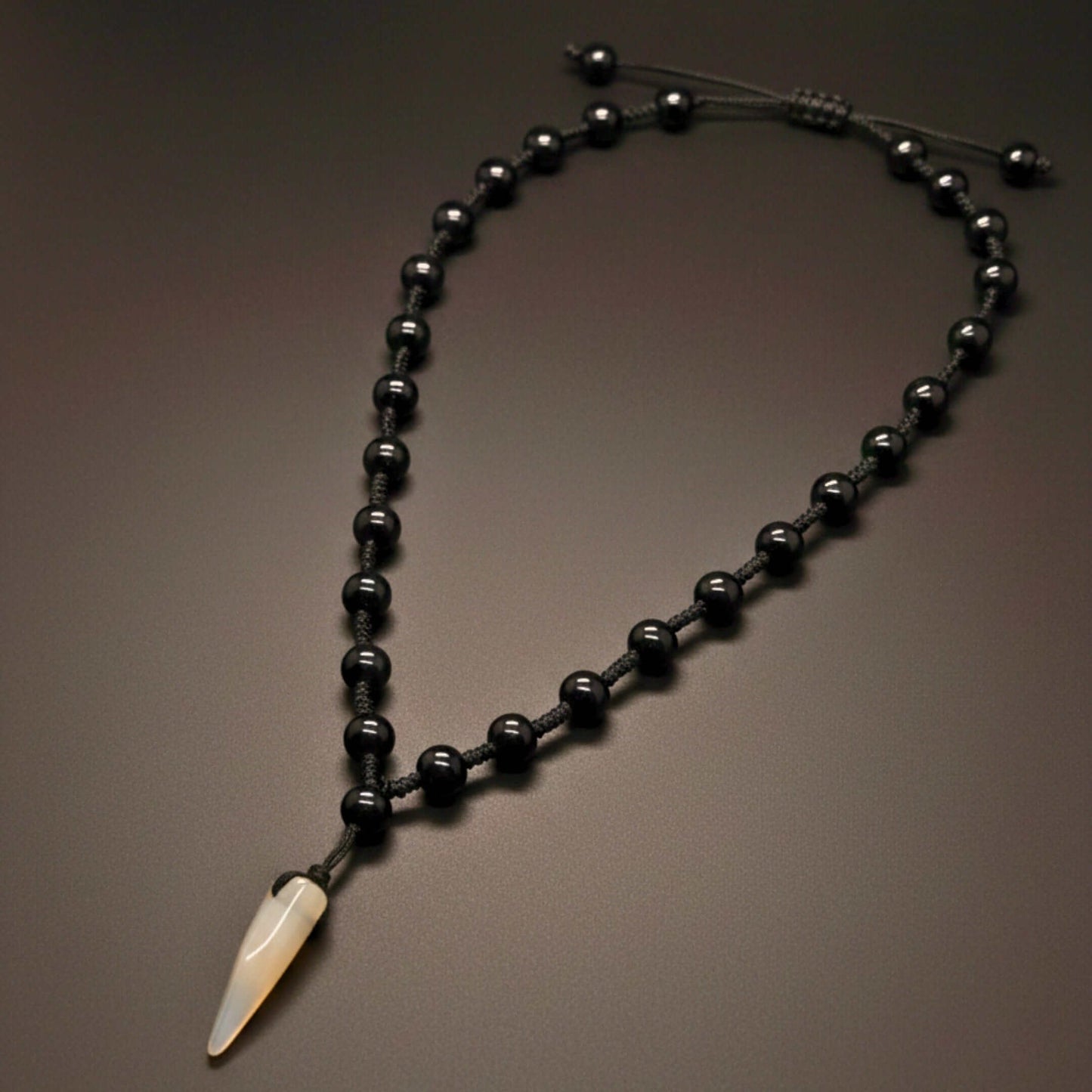ALPHA FANG – 1-Inch Natural Crystal Pendant with 24-Inch Leather Rope for Men & Boys — Leather Necklace for Men | THE MEN THING