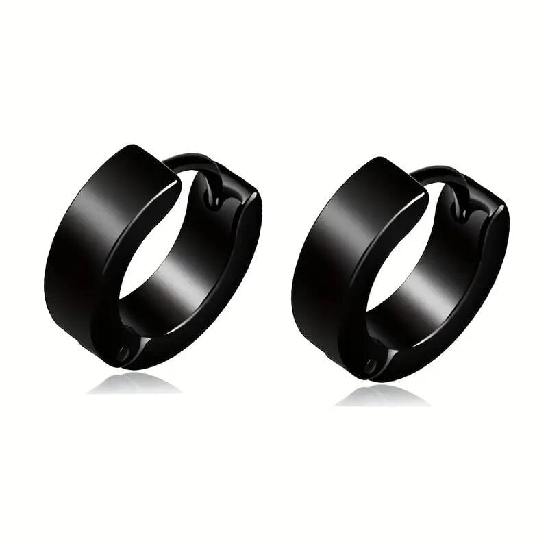 ALTAIR BLACK - Titanium Steel Hoop Earrings for Men & Boys 4mm and 5mm (2 Pcs) - THE MEN THING