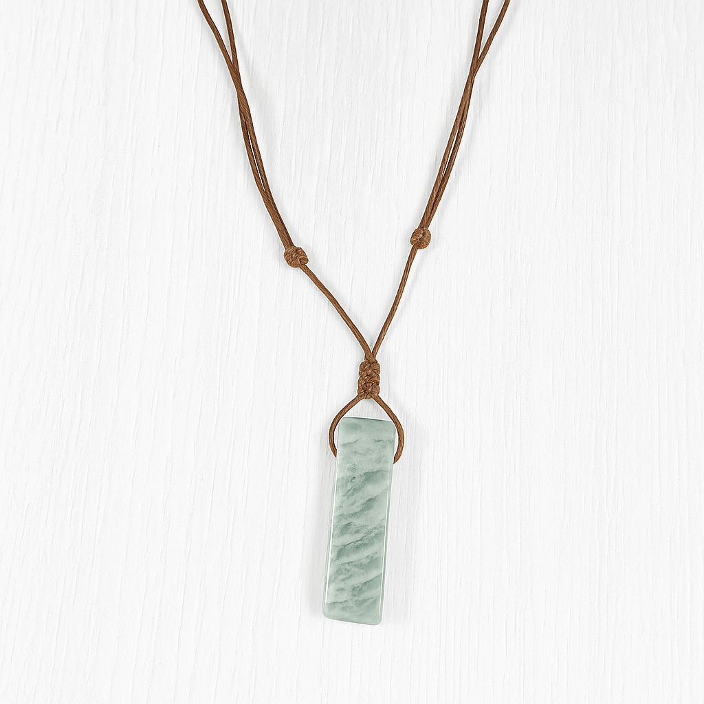 AMAZONITE AURA - Natural Crystal Unshaped Pendant with Adjustable Rope Chain for Men and Boys - THE MEN THING