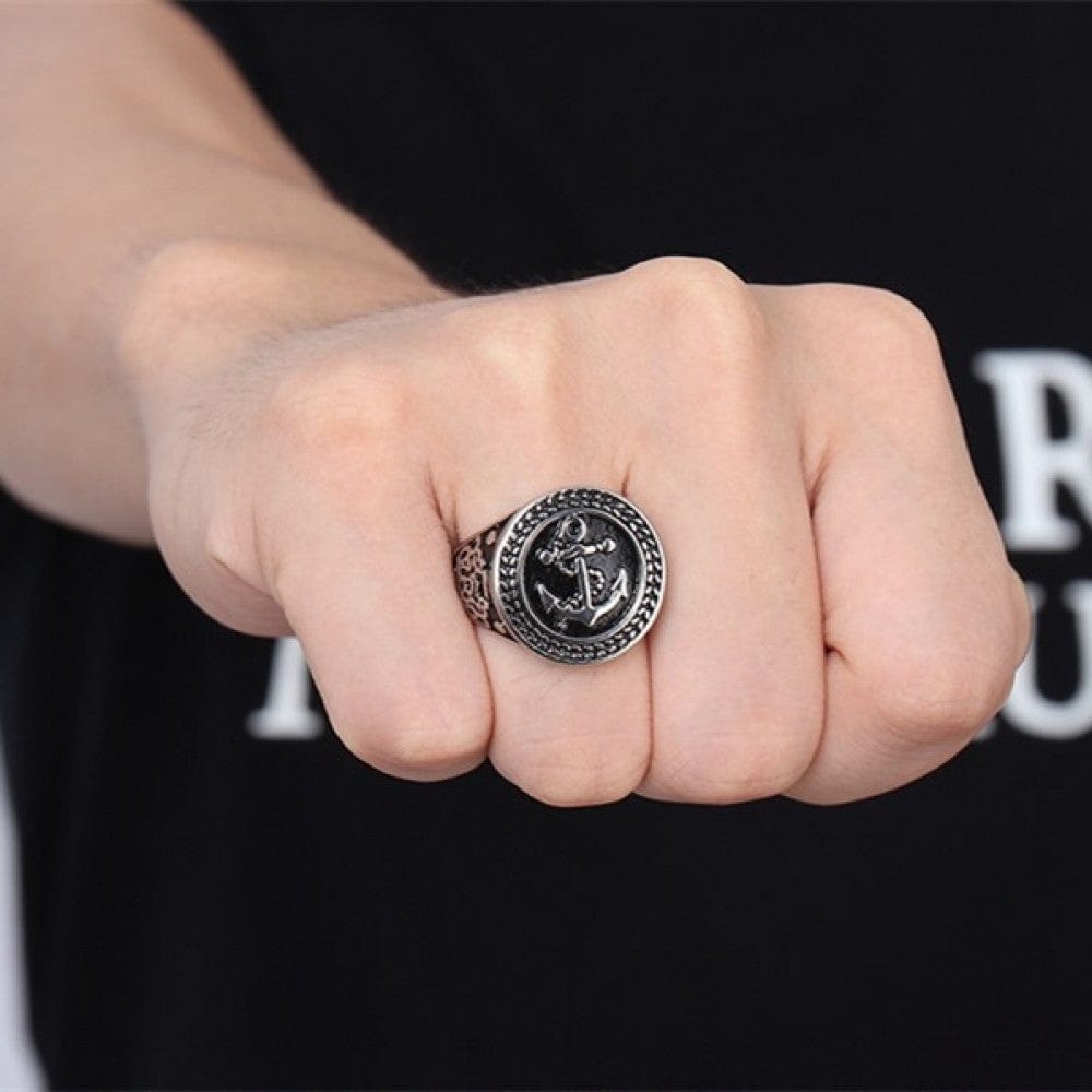 ANCHOR SIGNET - Titanium Steel Ring for Men and Boys (Size-22) — Rings for Men | THE MEN THING