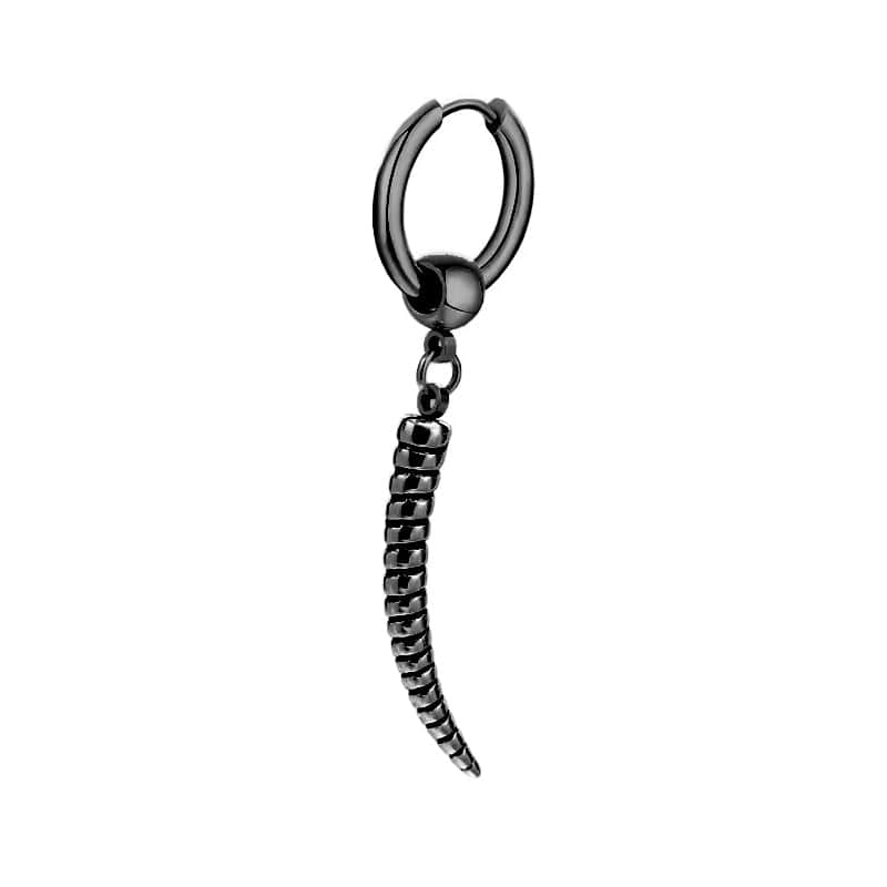 ANTLER - BLACK - Pure Titanium Steel Ear Hoop Earrings for Men & Boys (2 Pcs) - THE MEN THING