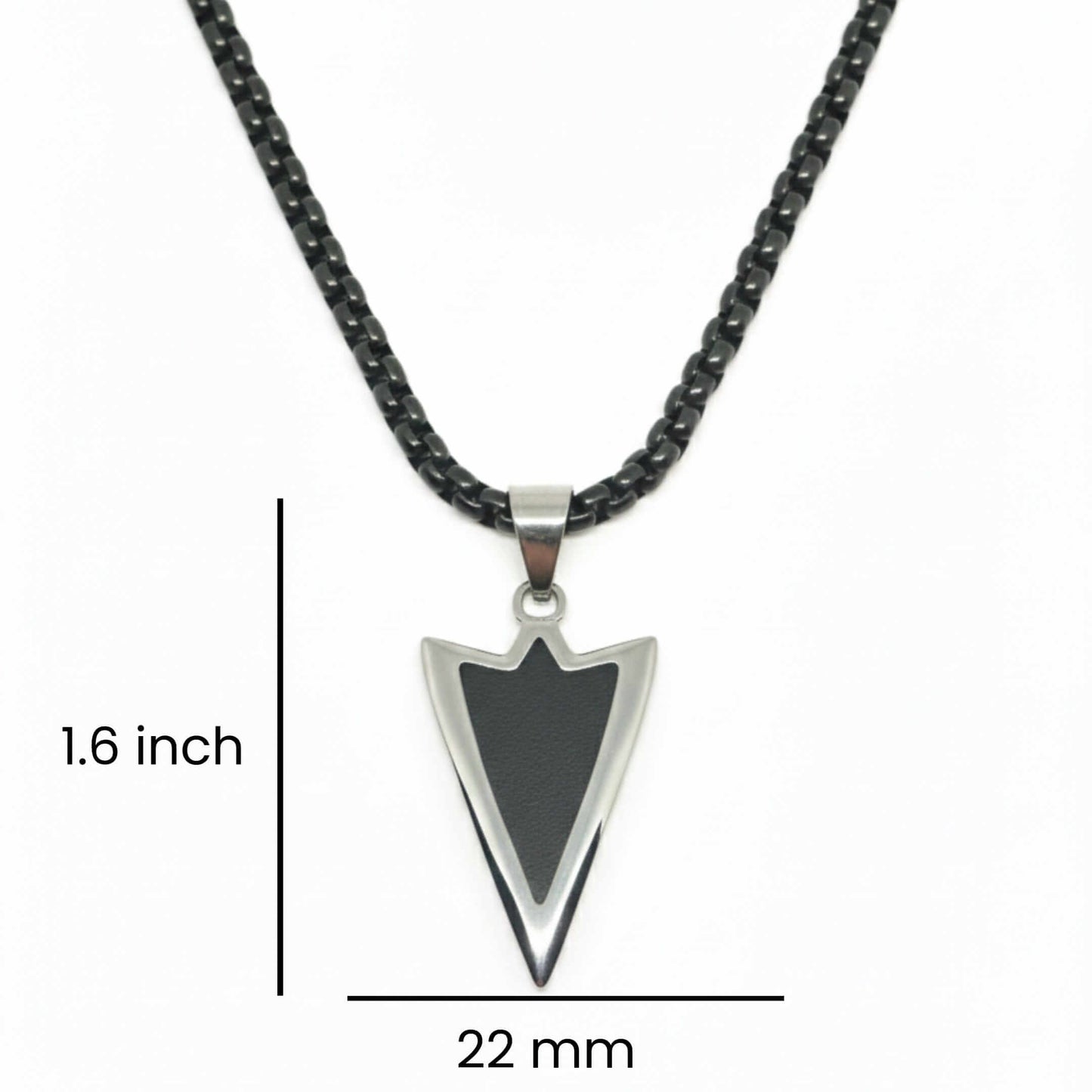 ARROWHEAD - 28mm Pure Titanium Steel Pendant with 24inch Round Box 5mm Chain for Men & Boys — SS Pendant/ Necklace for Men | THE MEN THING
