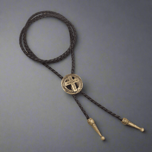 ASTRA FAITH - Retro Alloy Pendant Bolo Tie | Adjustable Genuine Leather Cowboy Necktie Necklace for Men & Boys - THE MEN THING