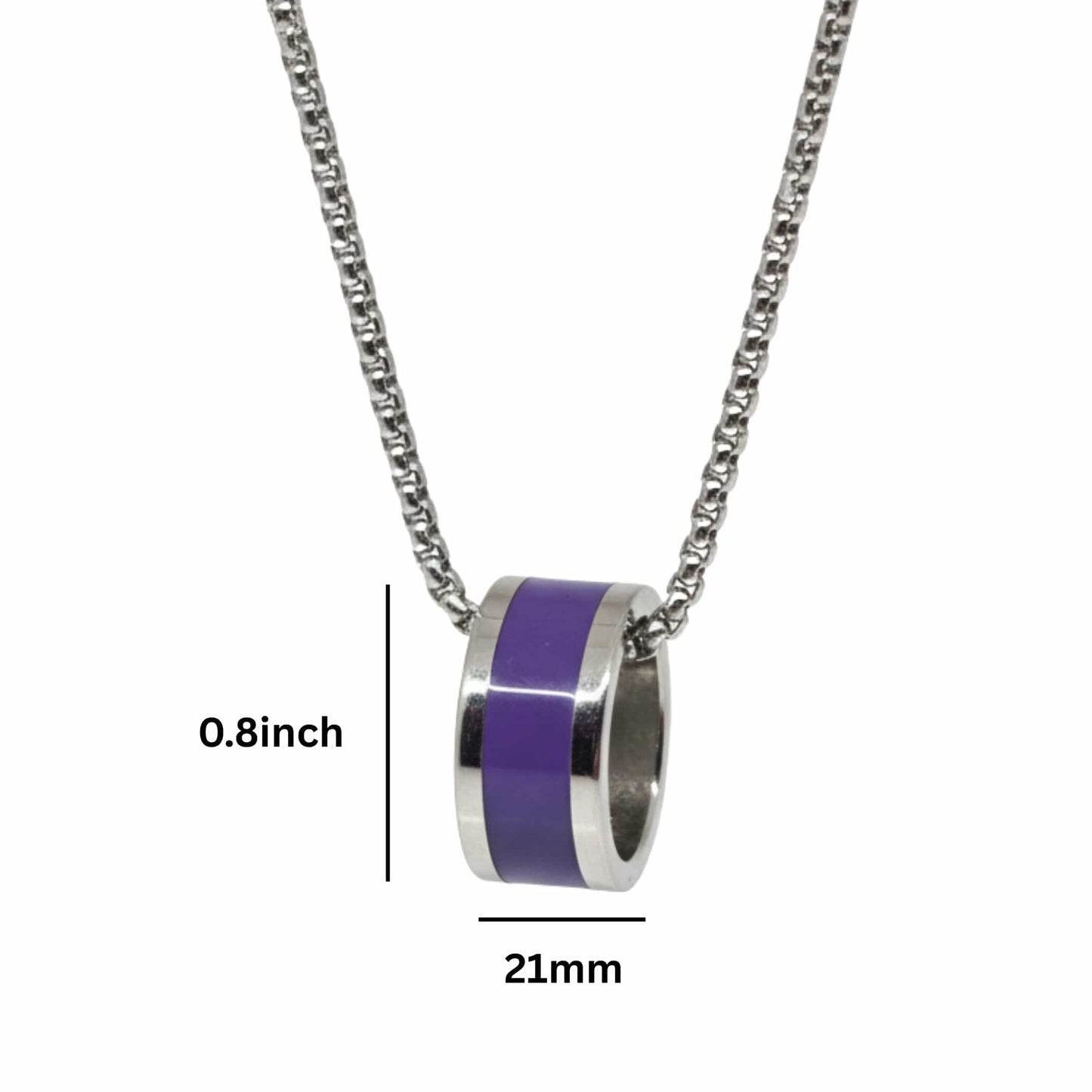 AURORA CORE - Purple 21mm Titanium Steel Pendant with 24inch Round Box 4mm Chain for Men & Boys - THE MEN THING