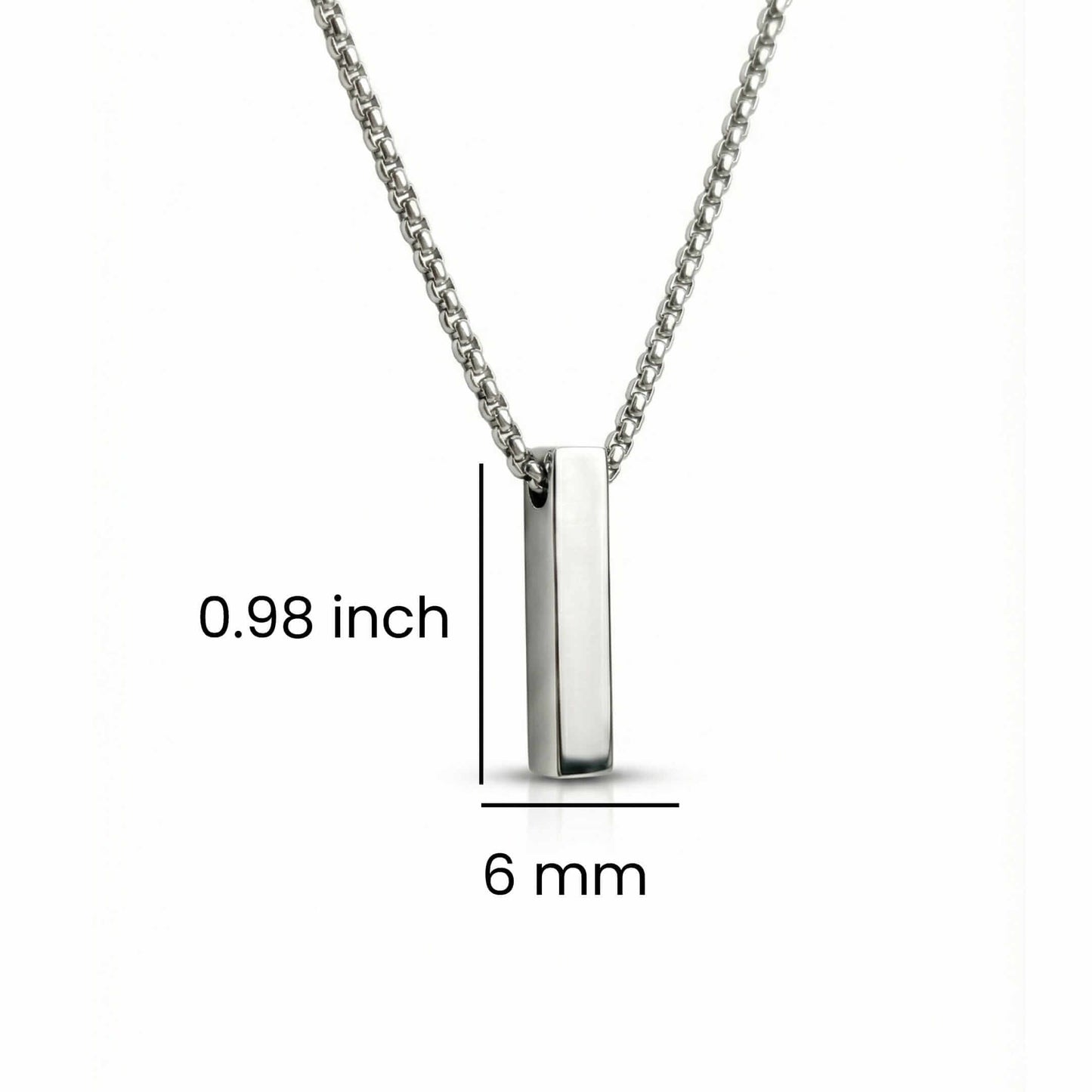 AXIS VERTICAL BAR - 6mm Pure Titanium Steel Pendant with 24inch Round Box 4mm Chain for Men & Boys — SS Pendant/ Necklace for Men | THE MEN THING