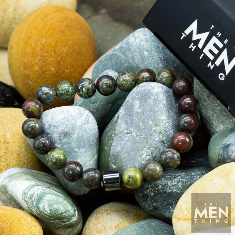 AZURITE BROWN - Beads Bracelet with Natural Stone - 7 inch Stretch Bracelet - THE MEN THING