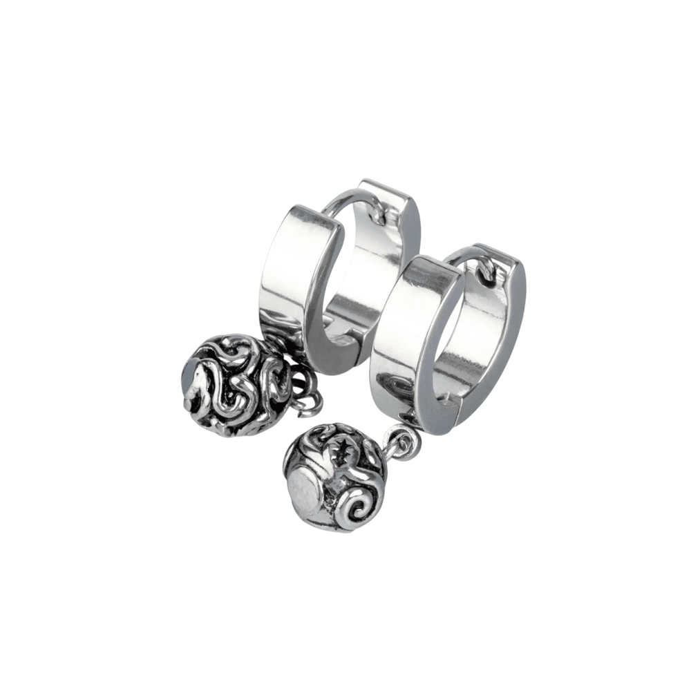 BALI BALL - Titanium Steel Hoop Earrings for Men & Boys (2 Pcs) - THE MEN THING