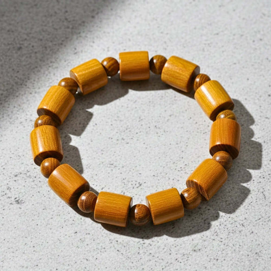 BAREOAK - 13mm Wooden Beads Bracelet with Natural Stone - Adjustable Bracelet — Bead Bracelet for Men | THE MEN THING
