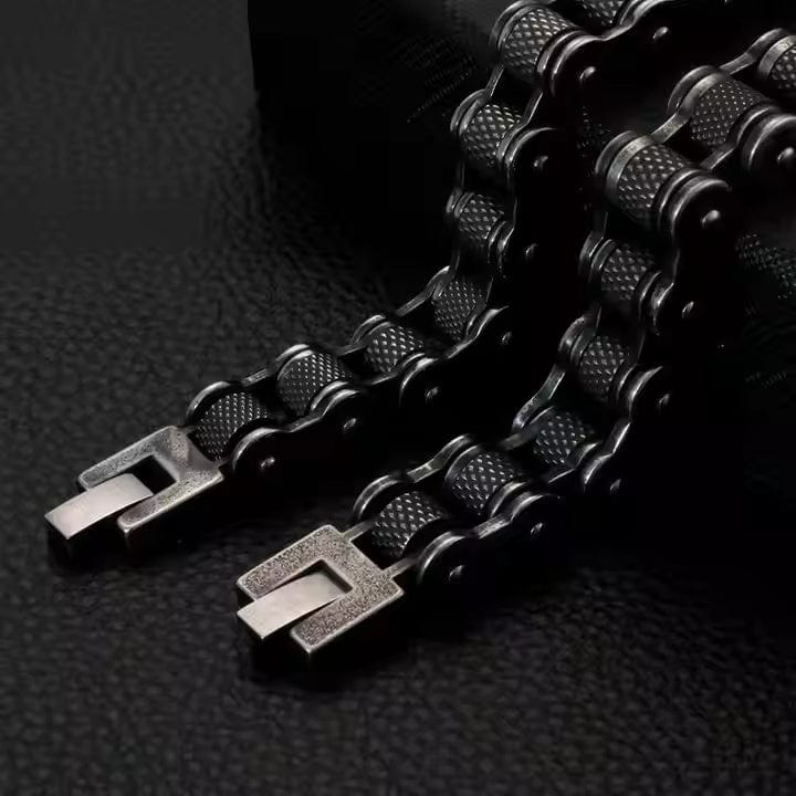 BIKER CHAIN BRACELET - 13mm Pure Titanium Steel Bracelet, Black Plated Antique Matt Finish Bracelet for Men & Boy (8inch) - THE MEN THING