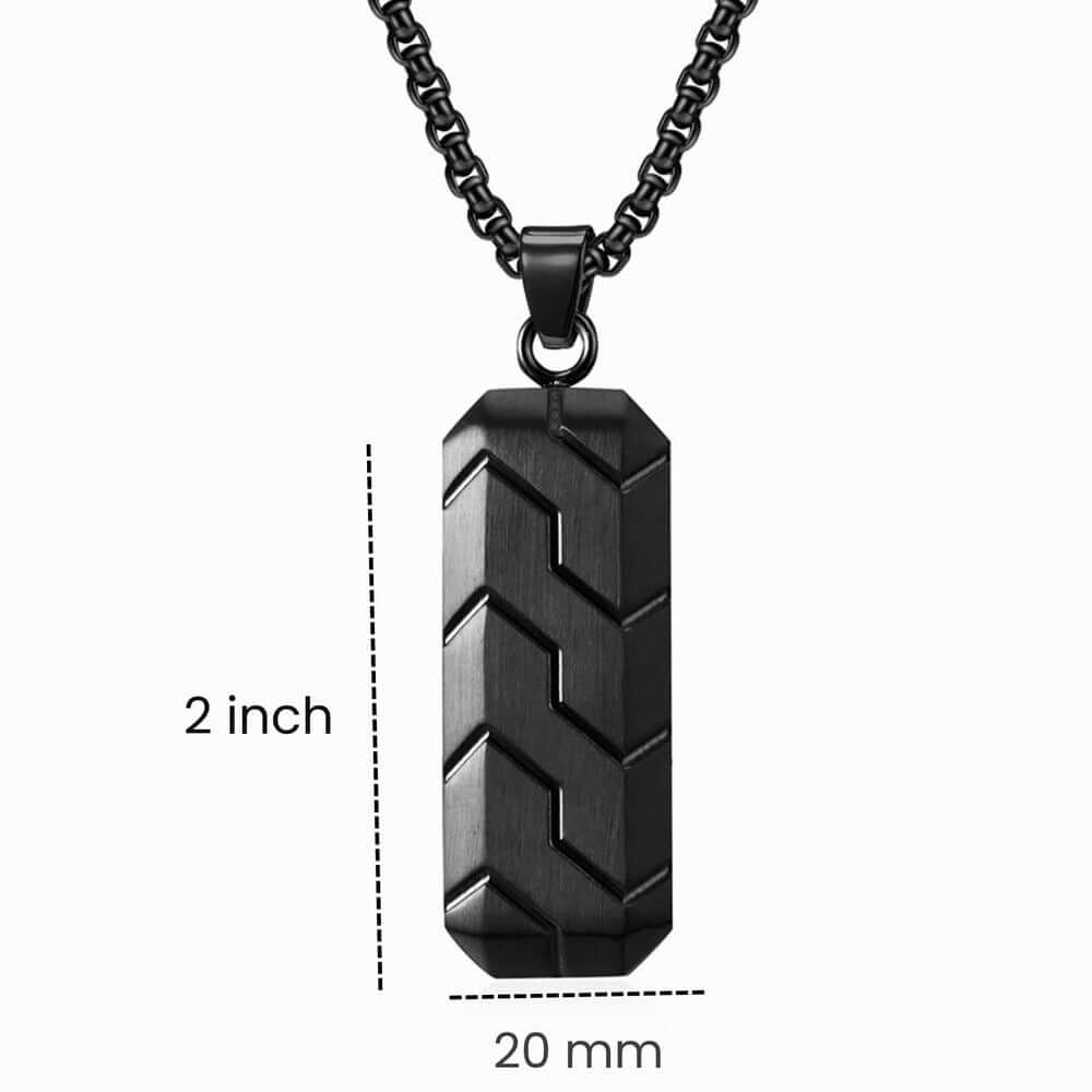 BLACK PRISM - 20mm Titanium Steel Pendant with 24inch Round Box 4 mm Chain for Men & Boys — SS Pendant/ Necklace for Men | THE MEN THING