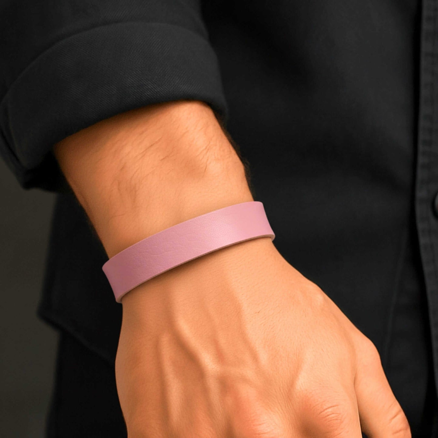 BLAZEFIT BABY PINK STRAP - 18mm Genuine Leather Bracelet with Stainless Steel Stud button Closure for Men & Boys (6.6-7.1-7.6 inch) — Leather Bracelet for Men | THE MEN THING