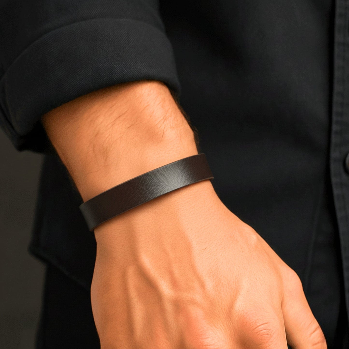 BLAZEFIT BROWN STRAP - 18mm Genuine Leather Bracelet with Stainless Steel Stud button Closure for Men & Boys (6.6-7.1-7.6 inch) - THE MEN THING