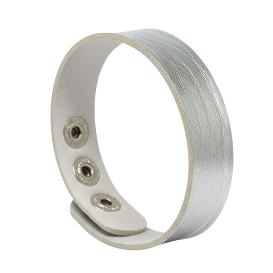BLAZEFIT SILVER STRAP - 18mm Genuine Leather Bracelet with Stainless Steel Stud button Closure for Men & Boys (6.6-7.1-7.6 inch) — Leather Bracelet for Men | THE MEN THING