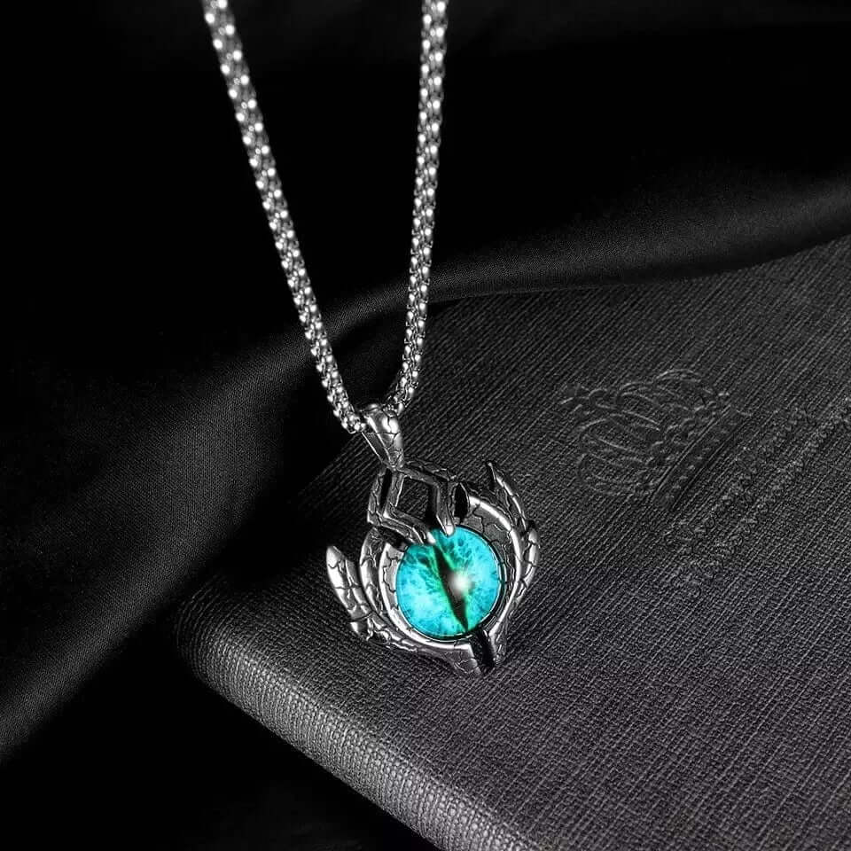 BLUE EYE PROTECT (A) - Alloy Pendant with Pure Stainless Steel Round Box Chain, European trending Style for Men & Boy (24 inch) - THE MEN THING