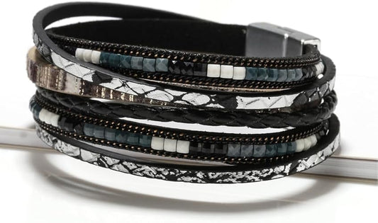 BOHEMIAN BLISS - Multiple Genuine Braided Leather Bracelet Set for Men & Boys (8 inch) - THE MEN THING