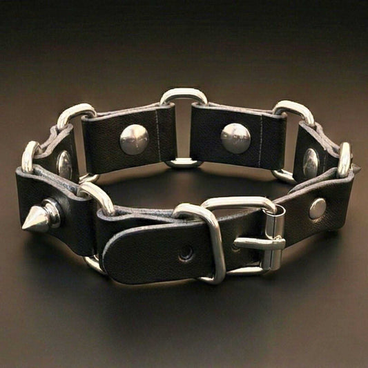 BOLD SPIKED - 23 mm Genuine Leather Adjustable Bracelet for Men & Boys (8 to 9 inch) — Leather Bracelet for Men | THE MEN THING