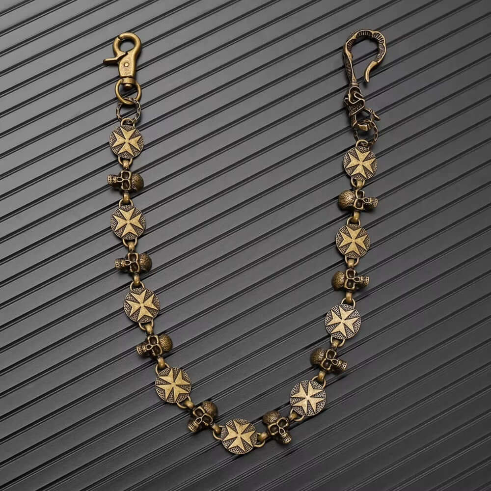 BONE STAR - Antique Bronze 12mm Titanium Steel Skull Heavy Biker Chain for Jeans with Lobster Clasps for Men & Boys - 20 inch — Biker Fashion for Men | THE MEN THING