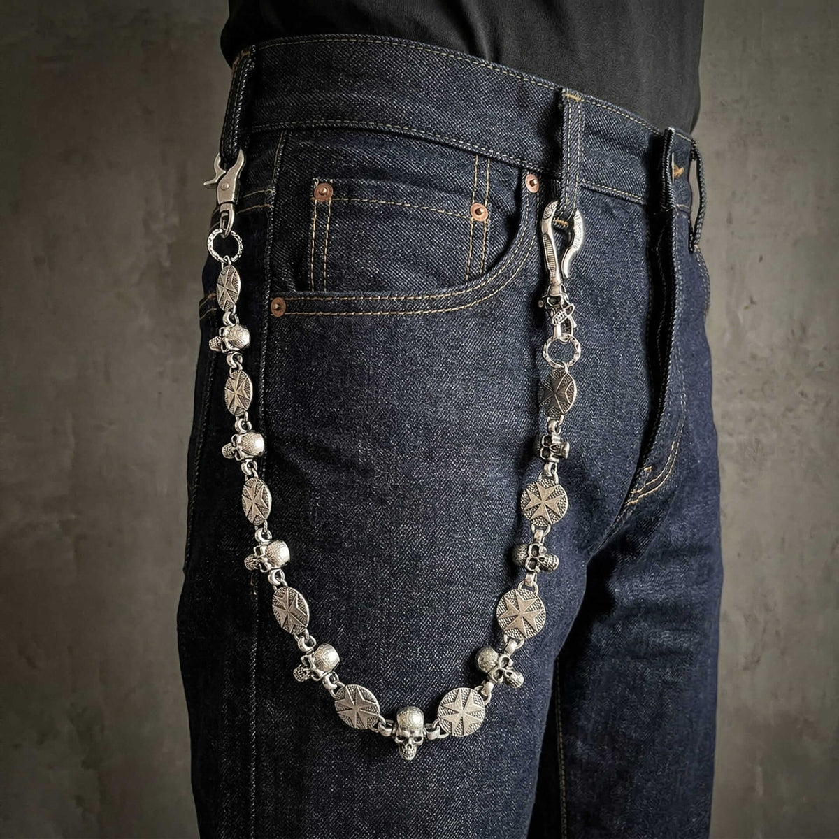BONE STAR - Antique Steel 12mm Titanium Steel Skull Heavy Biker Chain for Jeans with Lobster Clasps for Men & Boys - 20 inch — Biker Fashion for Men | THE MEN THING