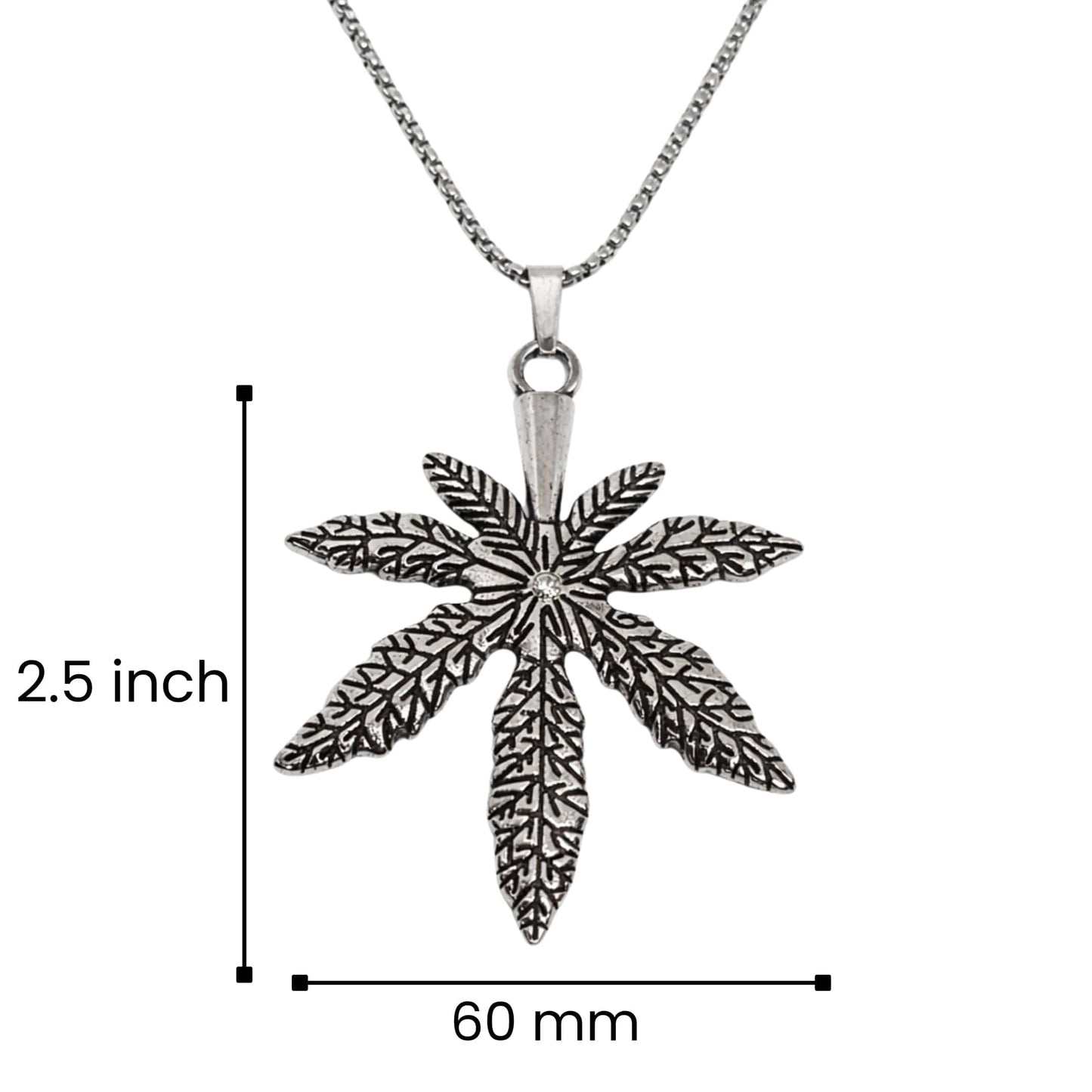 BOTANICAL LEAF - 60mm Pure Titanium Steel Pendant with 27inch Round Box 3mm Chain for Men & Boys — SS Pendant/ Necklace for Men | THE MEN THING