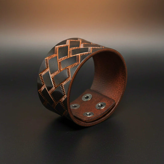 BRAIDX VALOR - BROWN - 40mm Brown Genuine Leather Adjustable Bracelet for Men & Boys (9 inch) — Leather Bracelet for Men | THE MEN THING