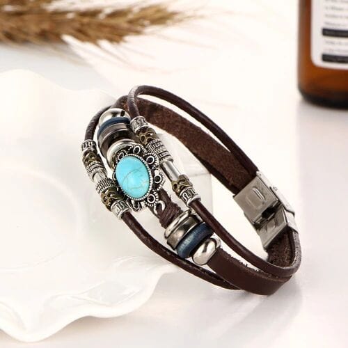 BRONZE KNIGHT - Genuine Braided Leather Bracelet Set for Men & Boys (8 inch) - THE MEN THING