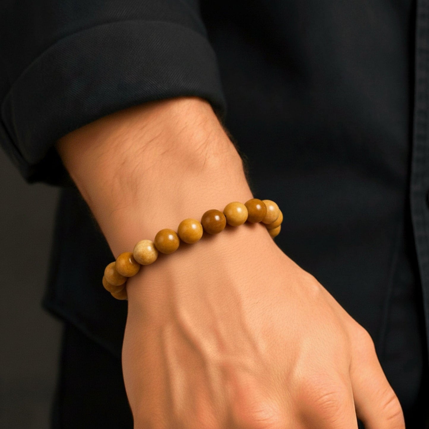 CANYON - 12mm Beads Bracelet with Natural Stone - Adjustable Bracelet - THE MEN THING