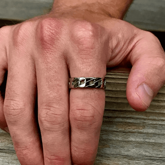 CARIBBEAN TWIST - Titanium Steel Silver Ring for Men and Boys (Size-21) - THE MEN THING