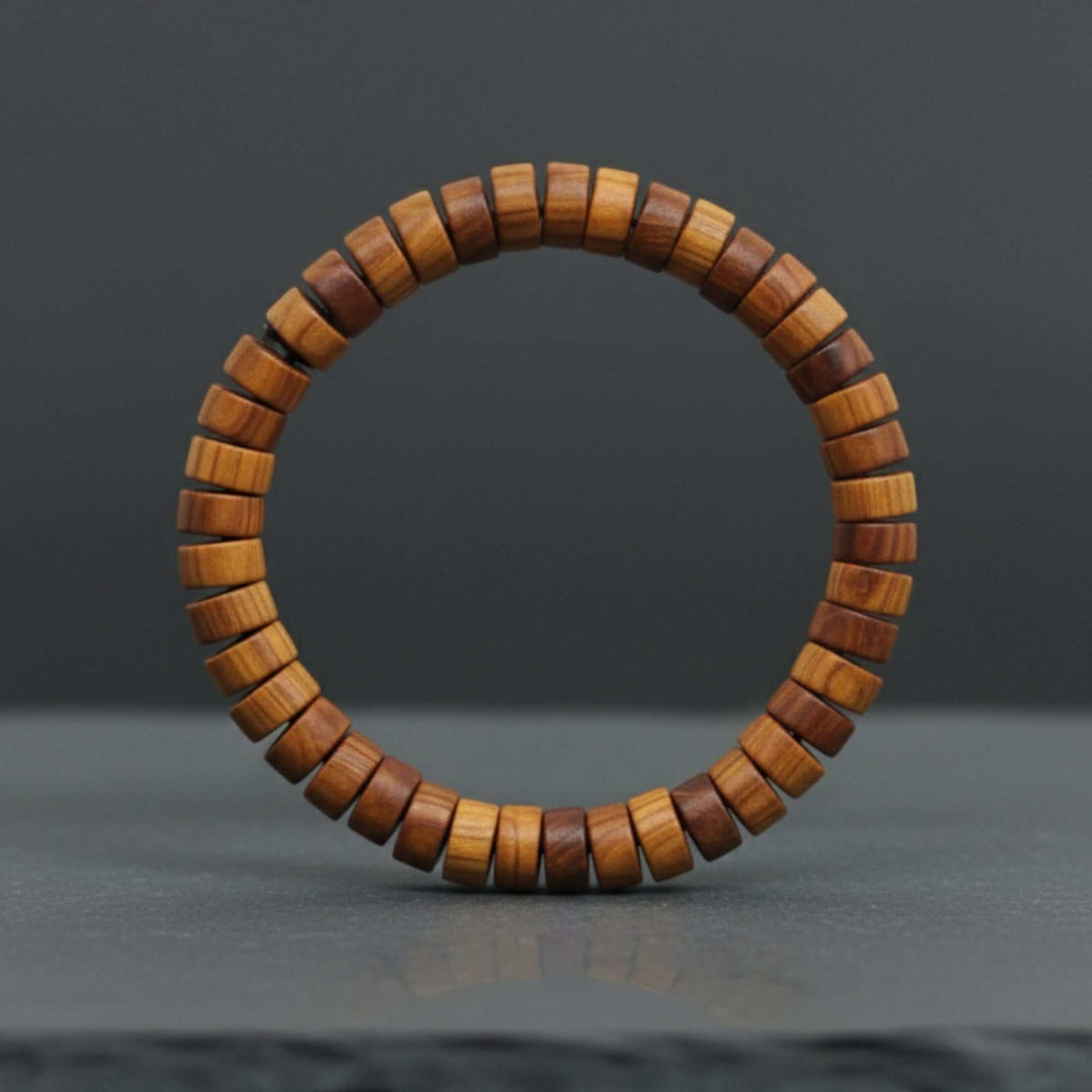 CEDAR CORE - 10mm Wooden Beads Bracelet with Natural Stone - Adjustable Bracelet — Bead Bracelet for Men | THE MEN THING