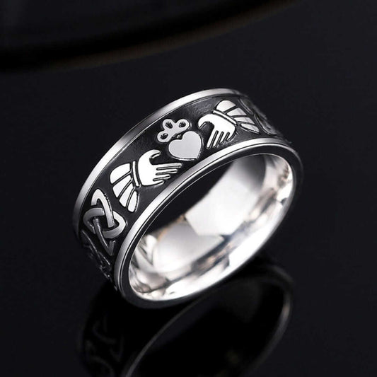 CELTIC CLADDAGH - Pure Stainless Steel Men’s Steel-Plated Ring (Size : 26) — Rings for Men | THE MEN THING