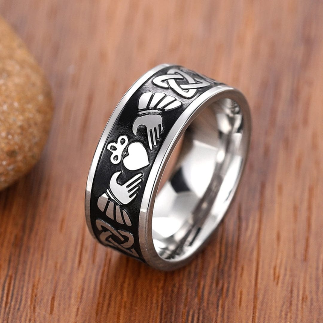 CELTIC CLADDAGH - Pure Stainless Steel Men’s Steel-Plated Ring (Size : 26) - THE MEN THING
