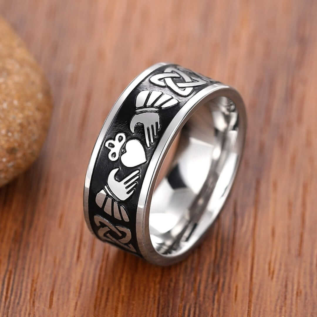CELTIC CLADDAGH - Pure Stainless Steel Men’s Steel-Plated Ring (Size : 26) — Rings for Men | THE MEN THING