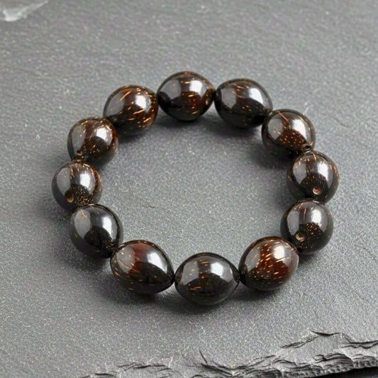 COCOSOUL - 17mm Wooden Beads Bracelet with Natural Stone - Adjustable Bracelet — Bead Bracelet for Men | THE MEN THING