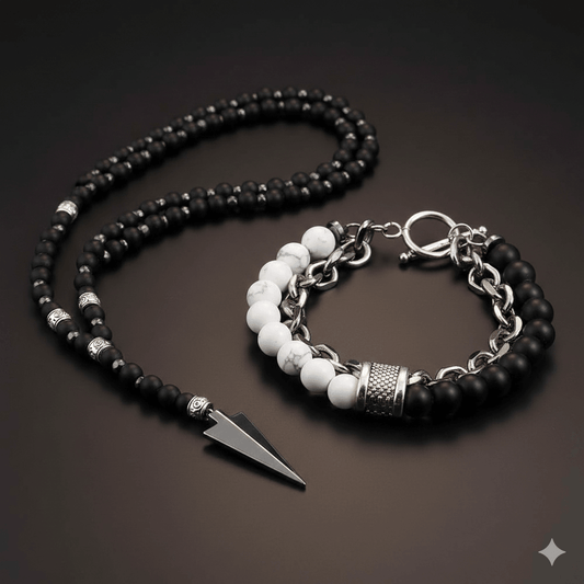 COMBO – Arrow Necklace & Money Magnet Chakra Bracelet for Men's — Bead Bracelets for Men | THE MEN THING
