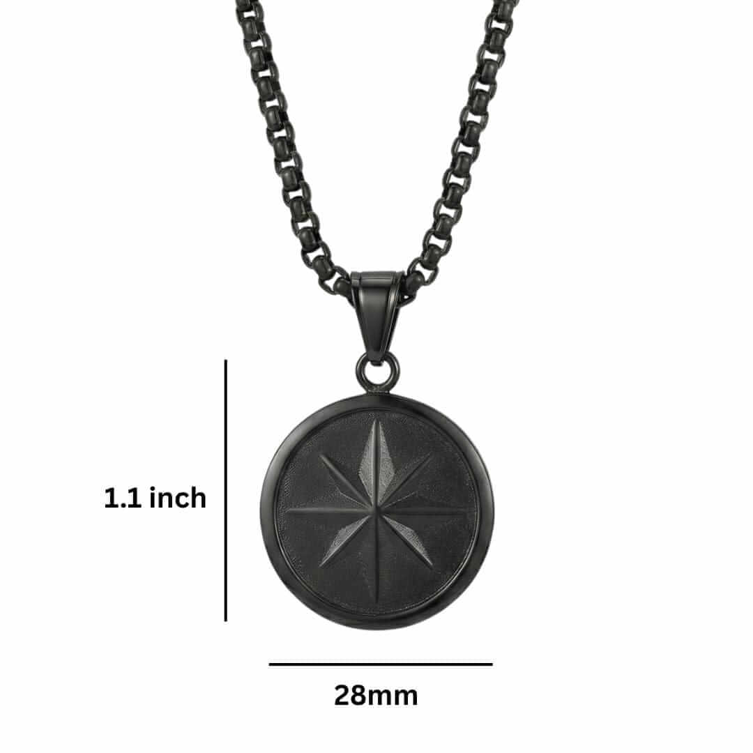 COSMIC BLACK STAR - 28mm Titanium Steel Pendant with 24inch Round Box 5mm Chain for Men & Boys — SS Pendant/ Necklace for Men | THE MEN THING