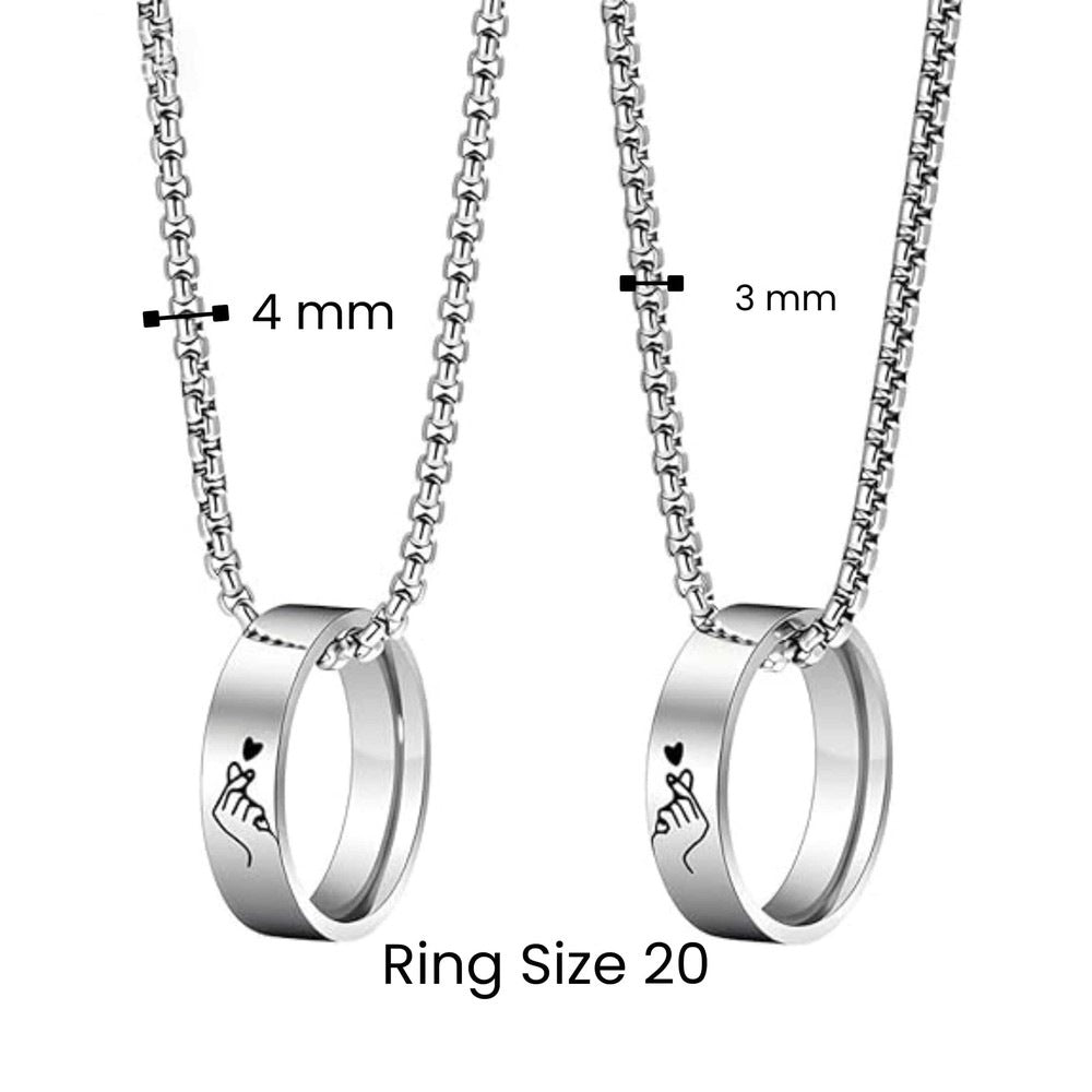 COUPLE FINGER HEART - Titanium Steel Pendant with 24inch Round Box Chain for Men & Boys - THE MEN THING