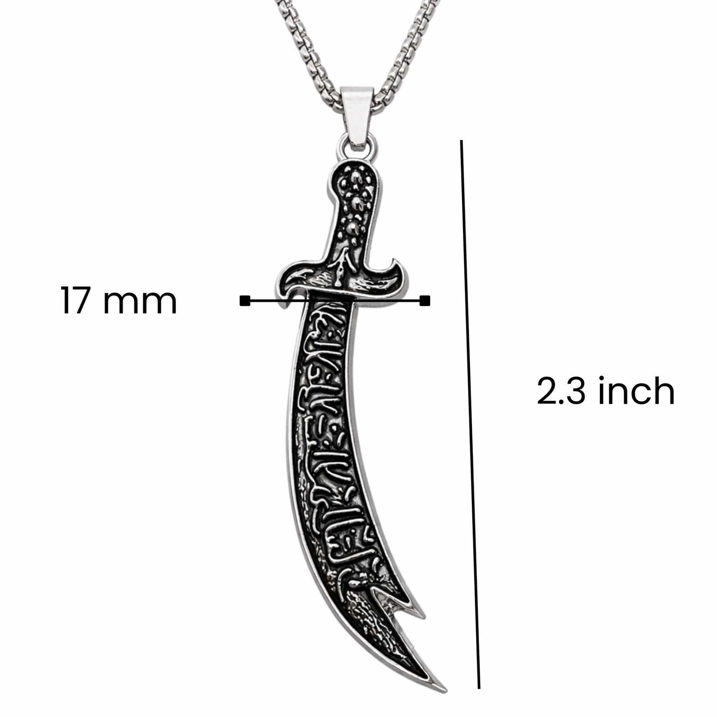 CRESCENT SWORD - 17mm Pure Titanium Steel Pendant with 24inch Round Box 4mm Chain for Men & Boys — SS Pendant/ Necklace for Men | THE MEN THING