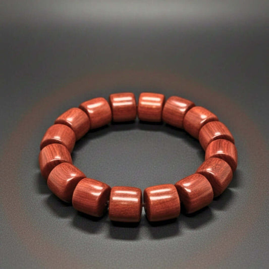 CRIMSON TIMBER - 16mm Wooden Beads Bracelet with Natural Stone - Adjustable Bracelet — Bead Bracelet for Men | THE MEN THING