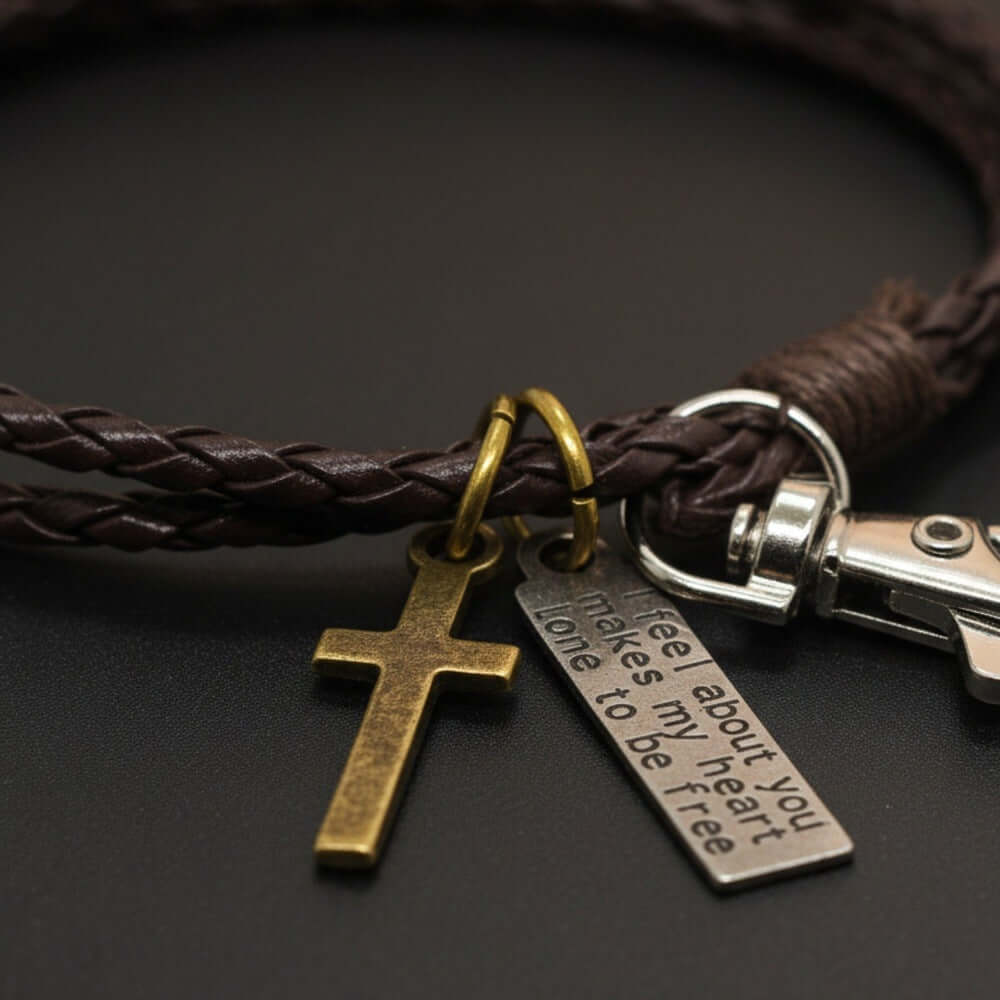 CROSSLOOM - Coffee 8mm Genuine Leather Bracelet with Stainless Steel Lobster Clasp for Men & Boys (15 inch) — Leather Bracelet for Men | THE MEN THING