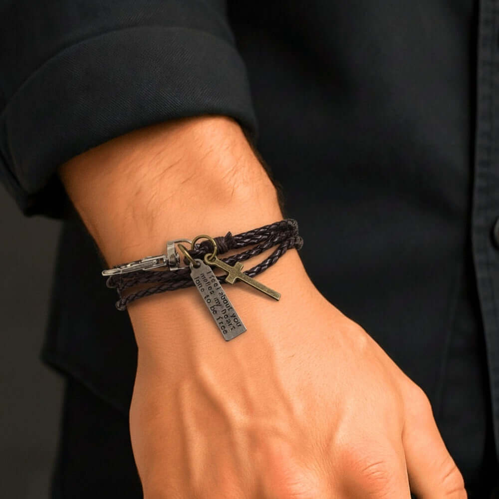 CROSSLOOM - Coffee 8mm Genuine Leather Bracelet with Stainless Steel Lobster Clasp for Men & Boys (15 inch) — Leather Bracelet for Men | THE MEN THING