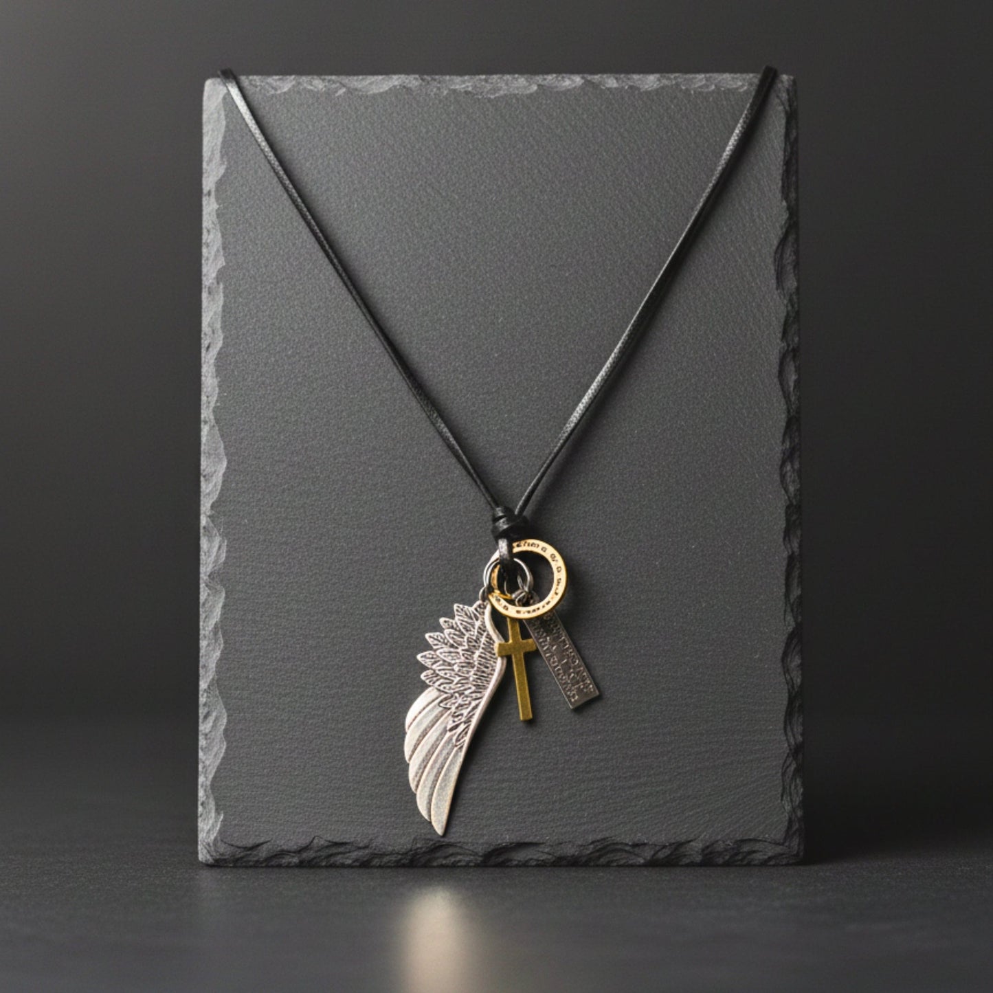 CROSSWING RELIC – 3-Inch Pure Stainless Steel Pendant with Adjustable Leather Rope for Men & Boys - THE MEN THING
